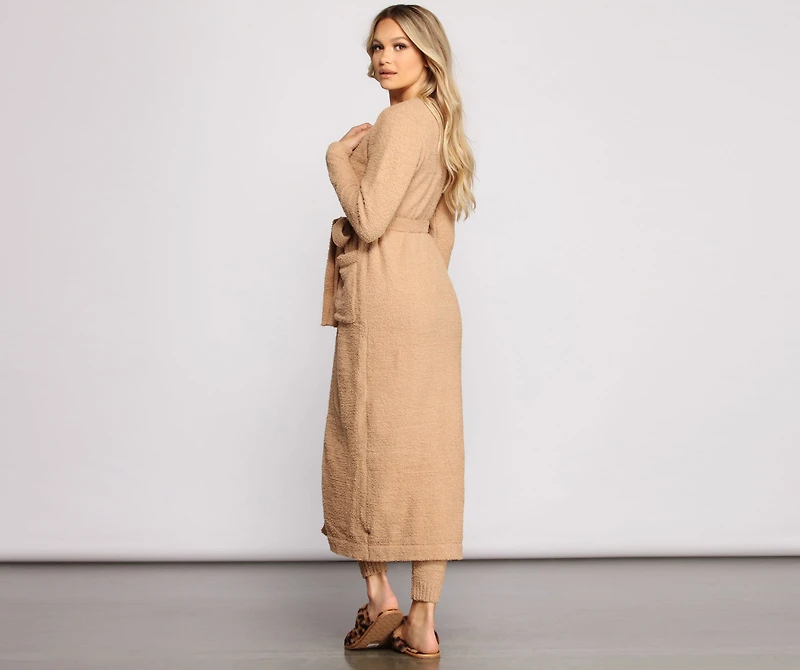 Cozy and Snug Chenille Long Belted Robe