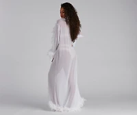 Always Extra Feather Trim Long Robe