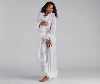 Always Extra Feather Trim Long Robe