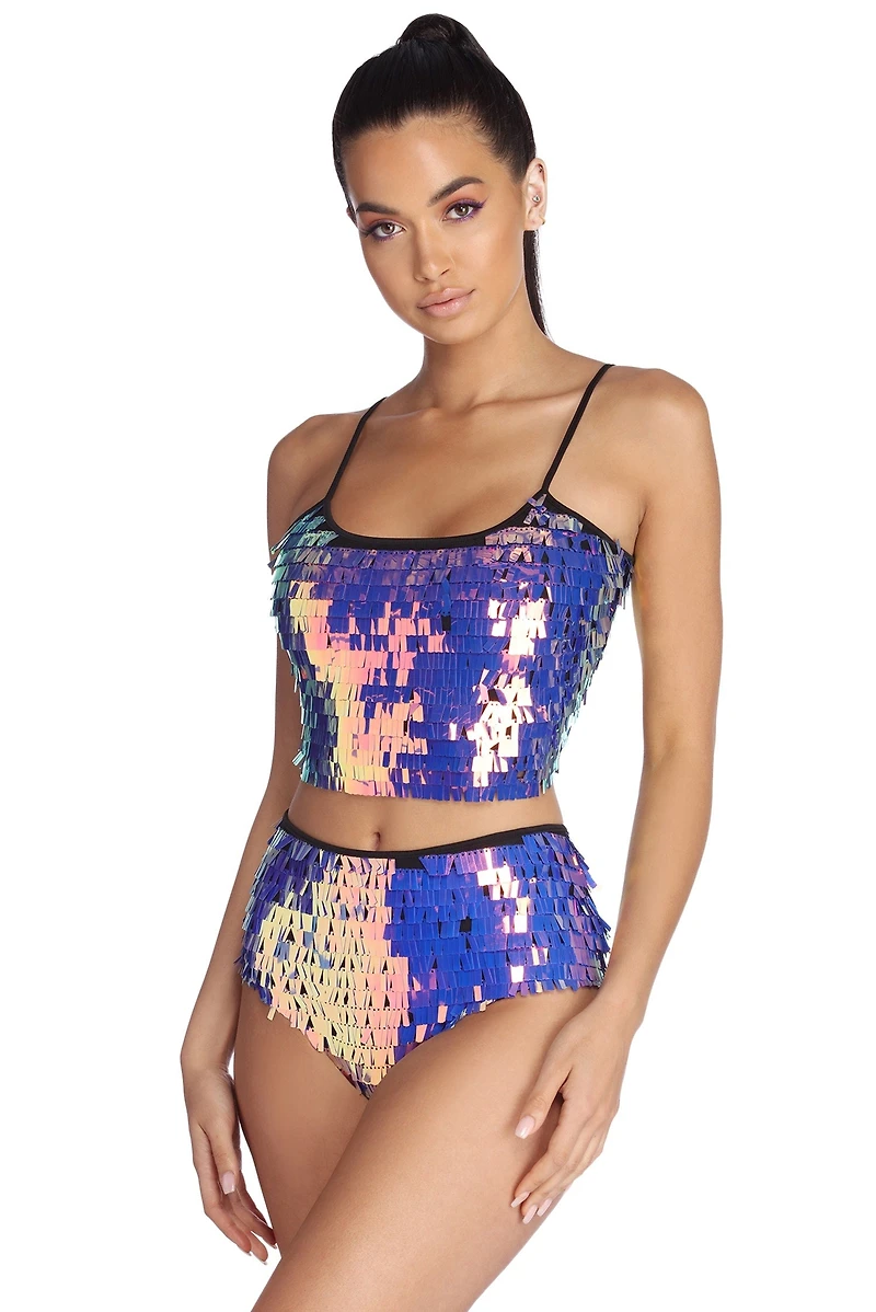 Iridescent Glow Sequin Fringe Cami
