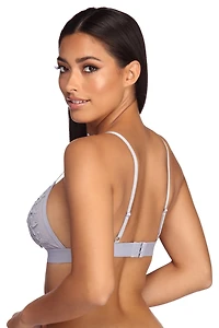 Floral Applique Mesh Bra