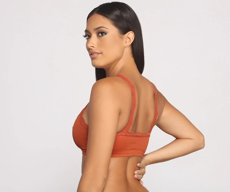 Lace Trim Ribbed Bralette Tank