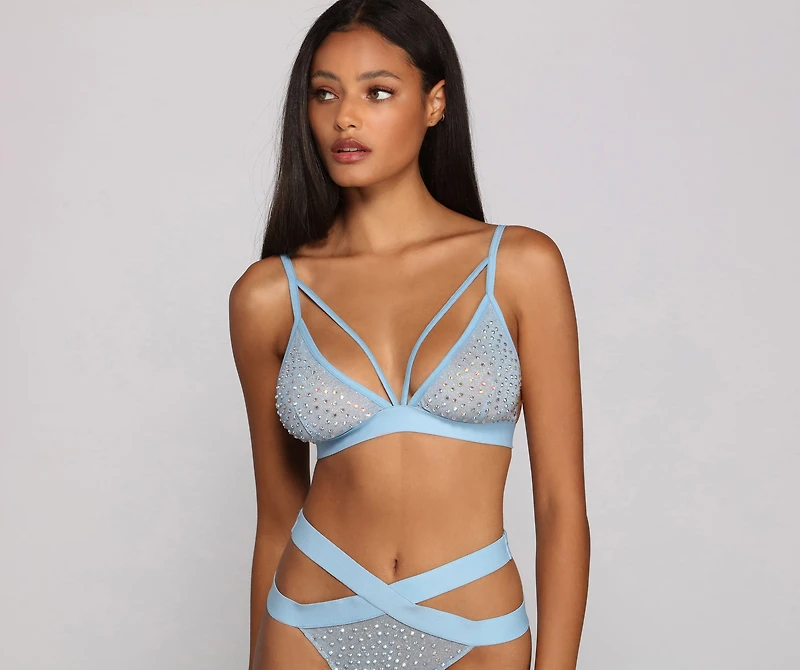 Glitter Glam Caged Bra And Panty Set