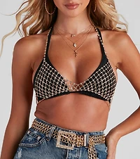 Statement Rhinestone Chain Bra