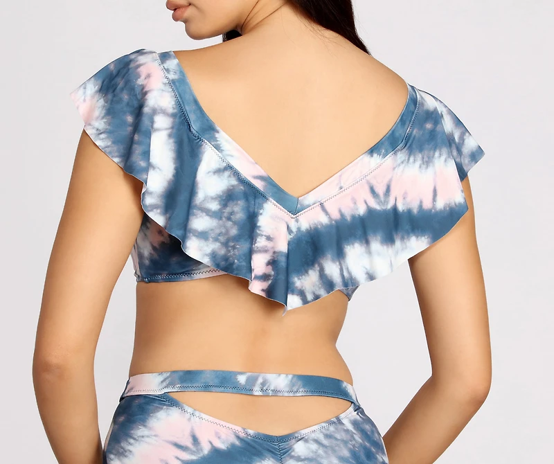 Flounce With Me Off Shoulder Tie Dye One Piece Swimsuit