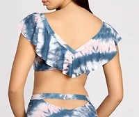 Flounce With Me Off Shoulder Tie Dye One Piece Swimsuit