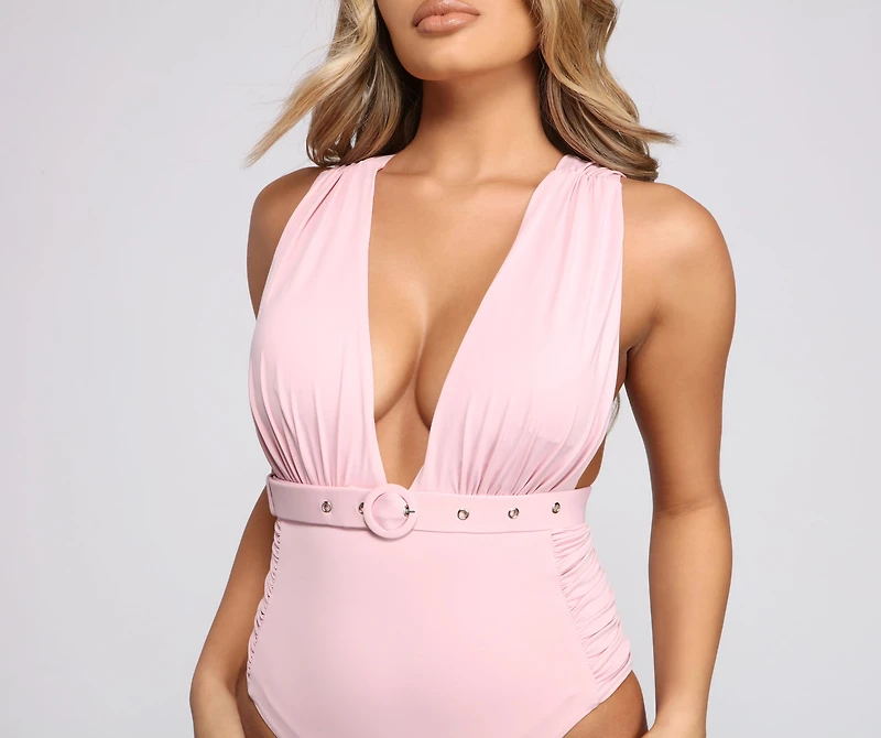 Good Vibes Belted One-Piece Swimsuit