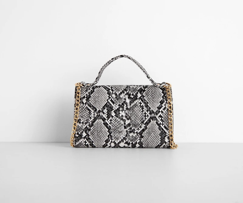 Snake Print Cross-Body Wallet