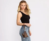 Let's Get Feisty Clear Leopard Flap Wristlet