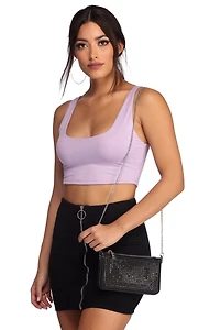 Rhinestone Mini Crossbody And Wristlet