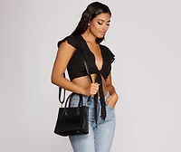 Snake Trim Tote Satchel