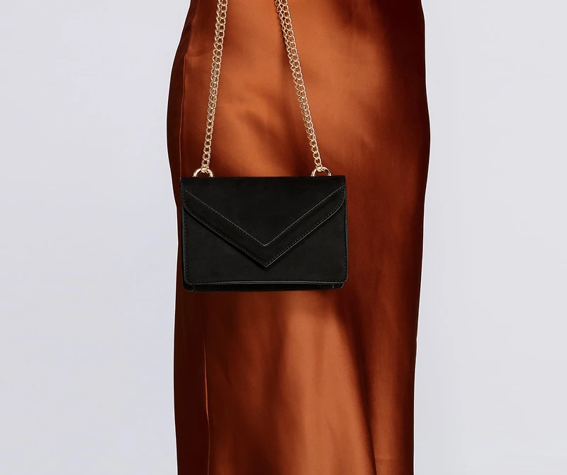 Faux Suede Envelope Cross-Body Purse