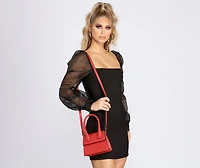 Single Handle Mini Faux Leather Purse