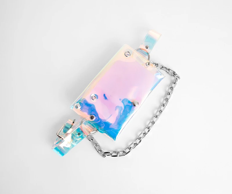 Holographic Shine Chain Fanny Belt Bag