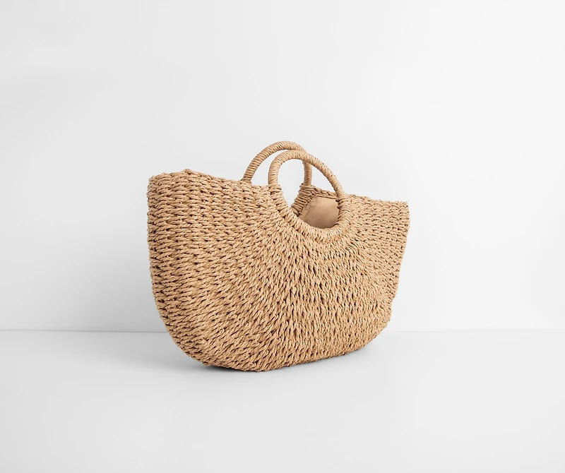 Which Way To The Beach Large Straw Tote