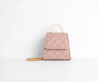 Fancy Babe Pearl Handle Mini Quilted Purse