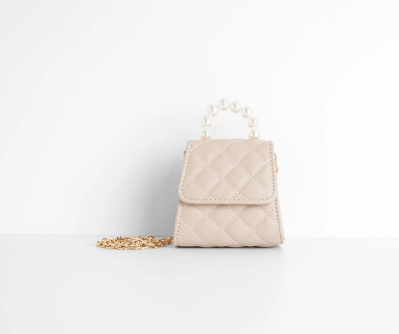 Fancy Babe Pearl Handle Mini Quilted Purse