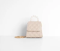 Fancy Babe Pearl Handle Mini Quilted Purse