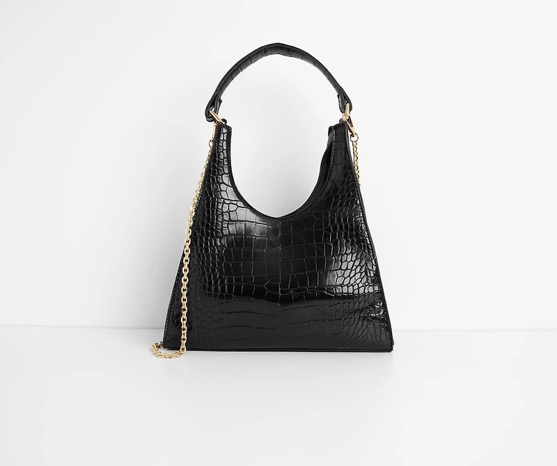 Better Days Faux Leather Triangle Croc Bag