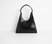 Better Days Faux Leather Triangle Croc Bag
