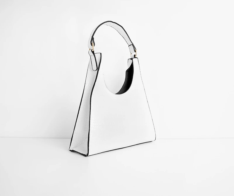 Better Days Faux Leather Triangle Croc Bag