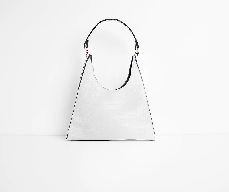 Better Days Faux Leather Triangle Croc Bag