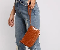 Essential Faux Croc Embossed Purse