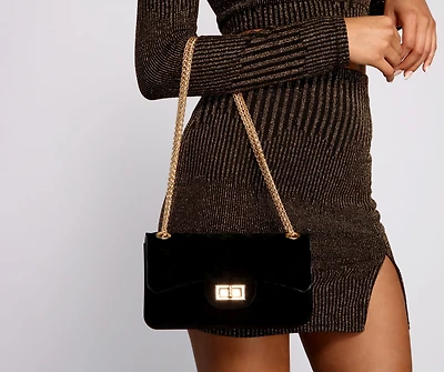 Faux Suede Diamond Quilted Purse