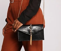 Croc Embossed Envelope Clutch