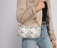 Trendy Chic Snake Print Shoulder Bag