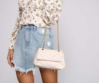 So Glam Faux Leather Quilted Handbag