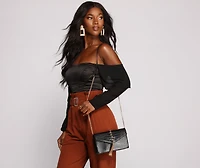 Croc Embossed Envelope Clutch