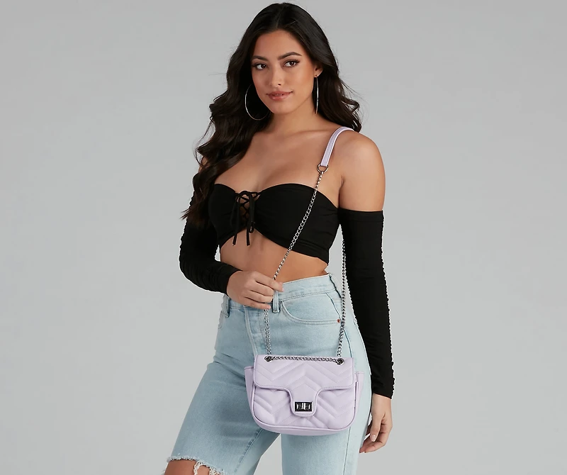 Quilted Pleasure Chevron Crossbody Bag