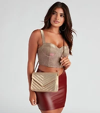 Chevron Cutie Metallic Crossbody Bag