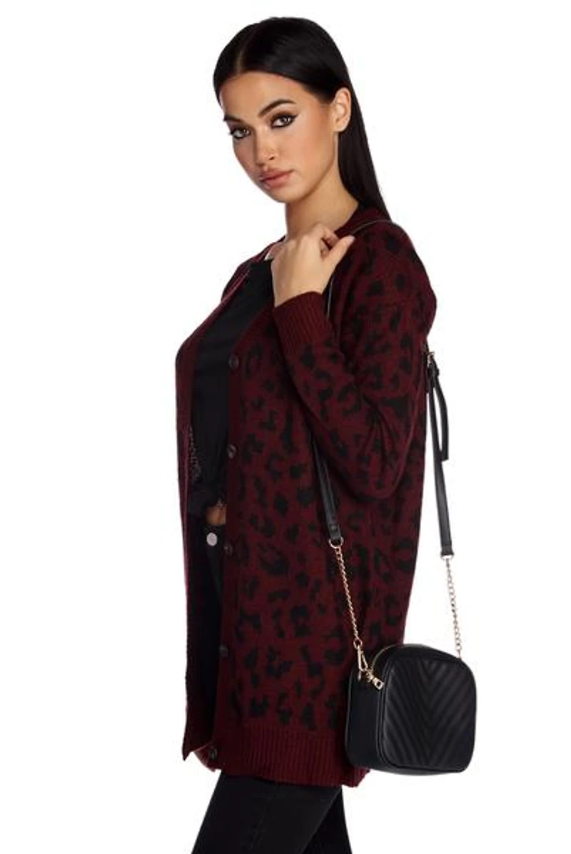 Faux Leather Chevron Crossbody