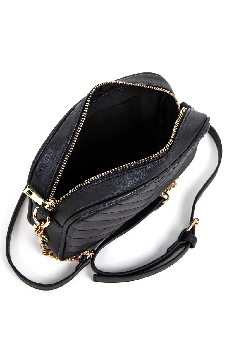 Faux Leather Chevron Crossbody