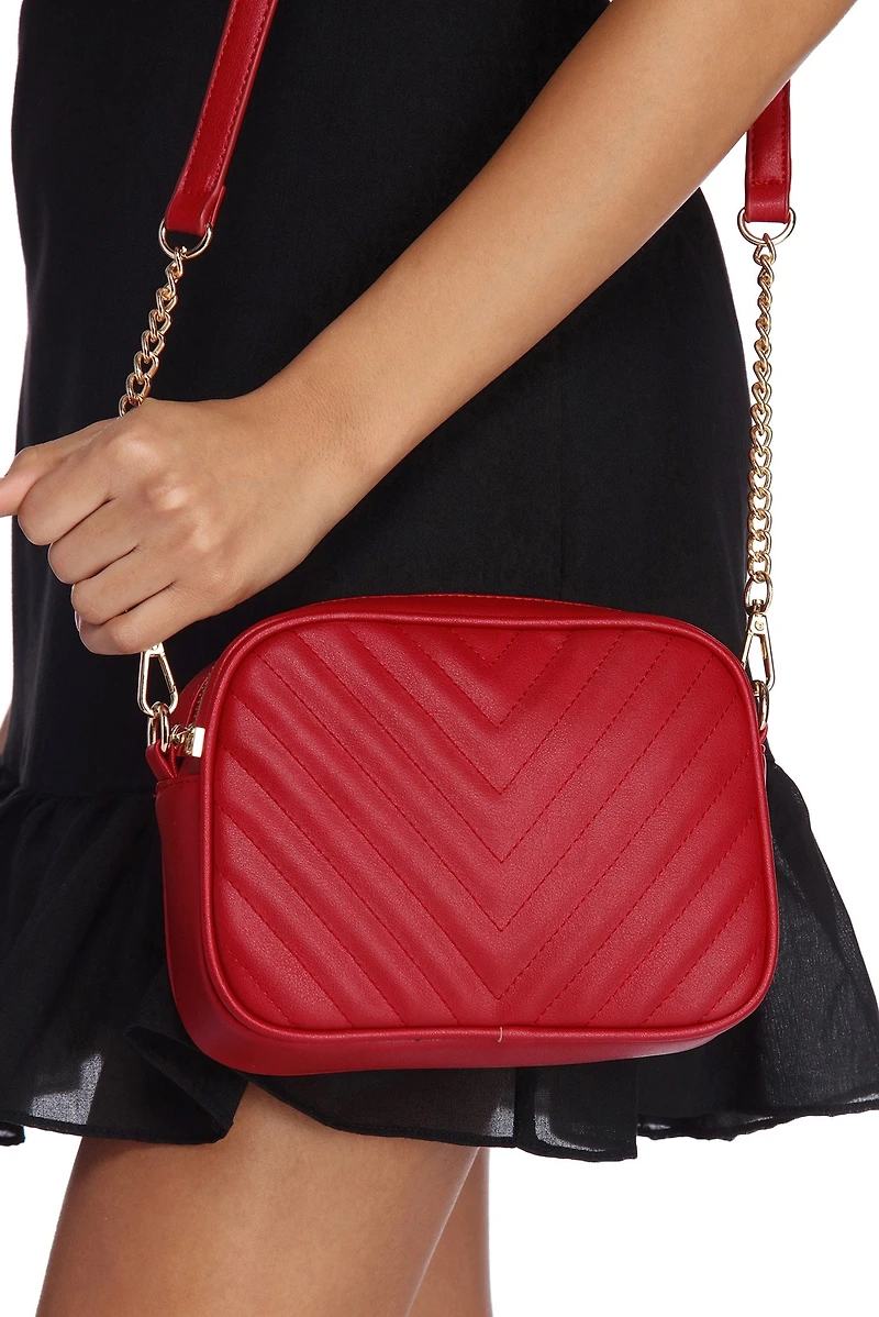 Faux Leather Chevron Crossbody