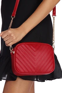 Faux Leather Chevron Crossbody
