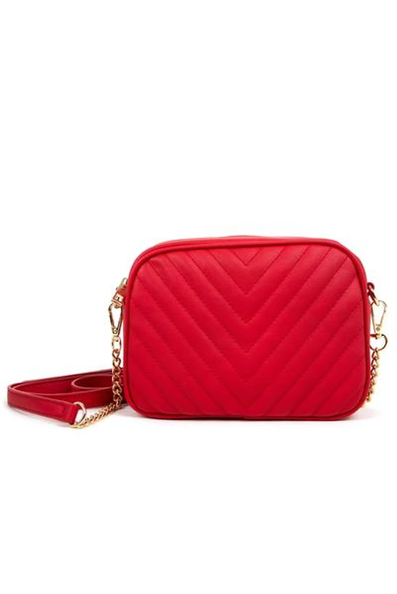 Faux Leather Chevron Crossbody