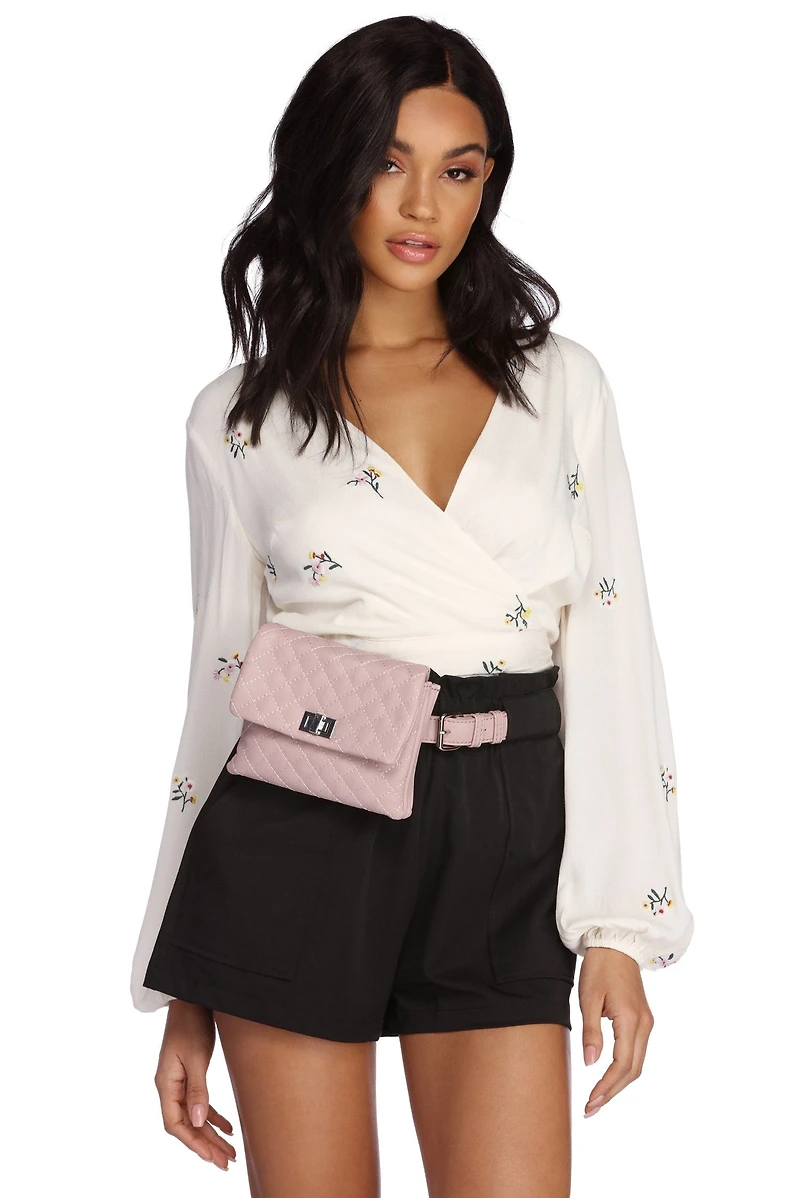 Quilted Crossbody Fanny Pack Belt