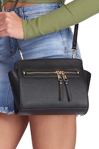 Zip Front Crossbody Satchel