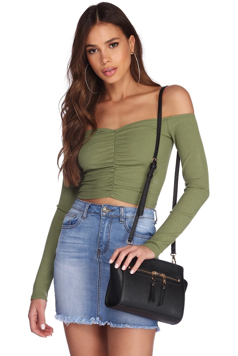 Zip Front Crossbody Satchel