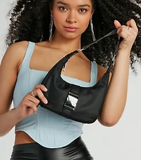 Chic Staple Buckle Strap Nylon Shoulder Bag