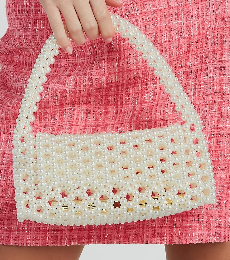 So Posh Faux Pearl Beaded Handbag