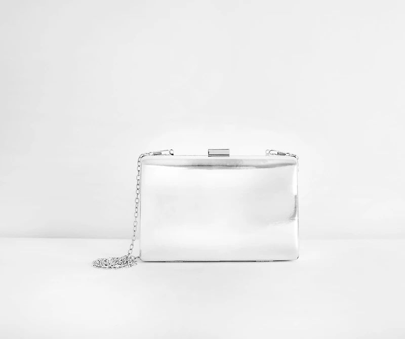 Chrome Chic Box Clutch
