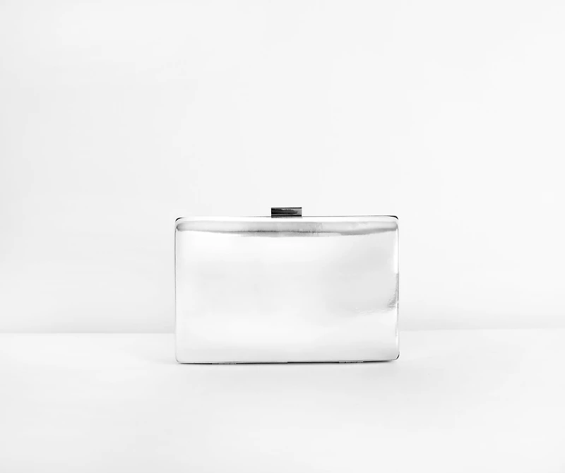 Chrome Chic Box Clutch