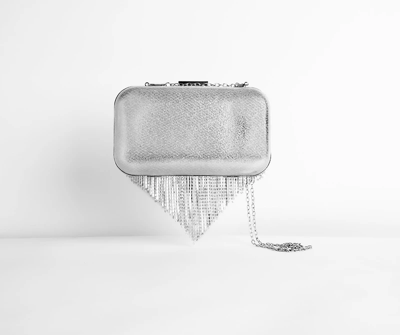 On The Fringe Rhinestone Clutch