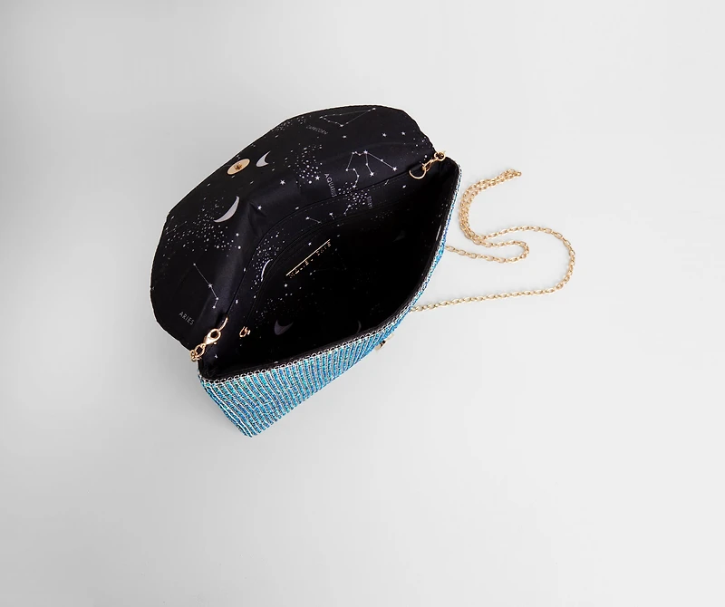 Rhinestone Mesh Envelope Clutch