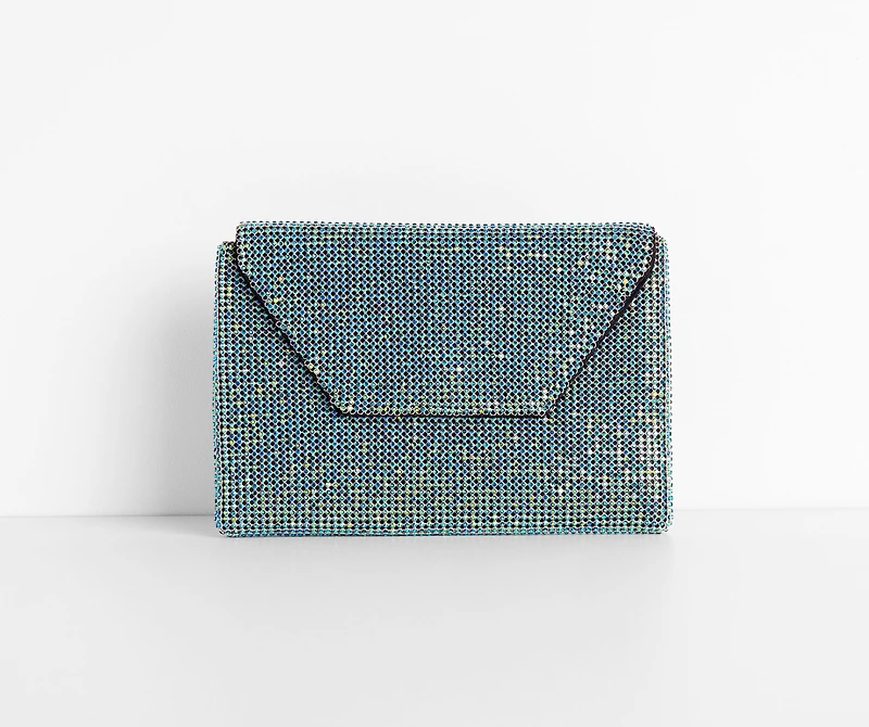Rhinestone Mesh Envelope Clutch