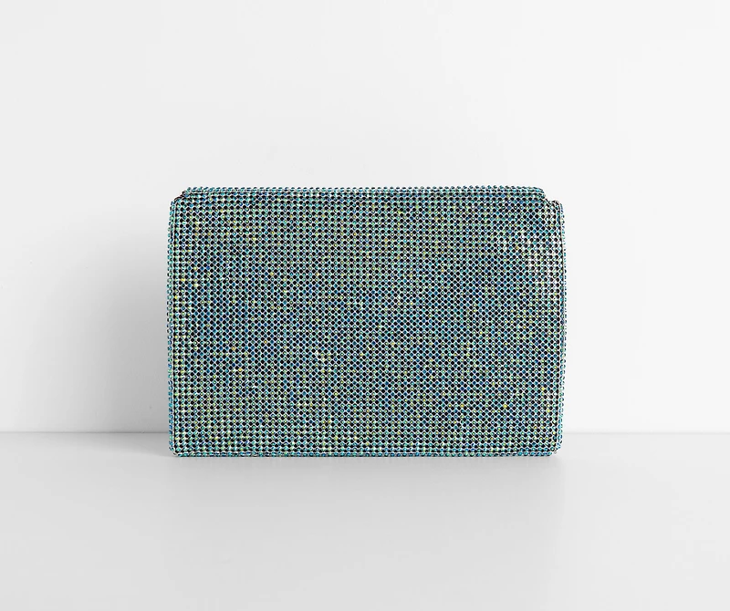 Rhinestone Mesh Envelope Clutch